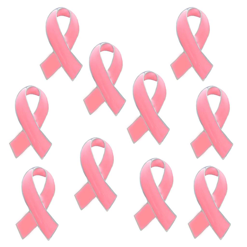 10Pcs Enamel Lapel Pins Breast Cancer Awareness Brooch Corsage, Pink Ribbon Brooches Pins for Women Men