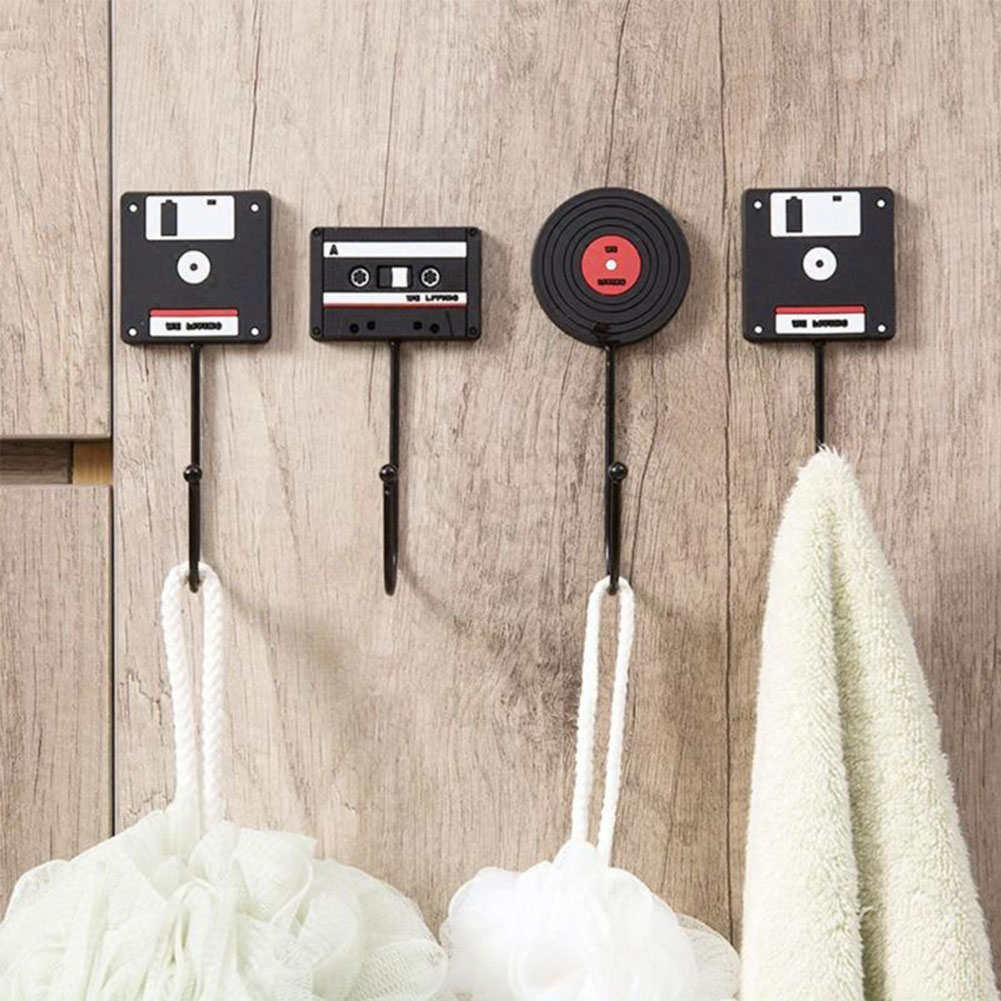 Description Picture 3 of item1PC Clothes coat hanger organizer Retro Tape Vinyl Record Hard Disk Wall Hook Clothes Hat Bags Home Door Cabide Storage Hangers