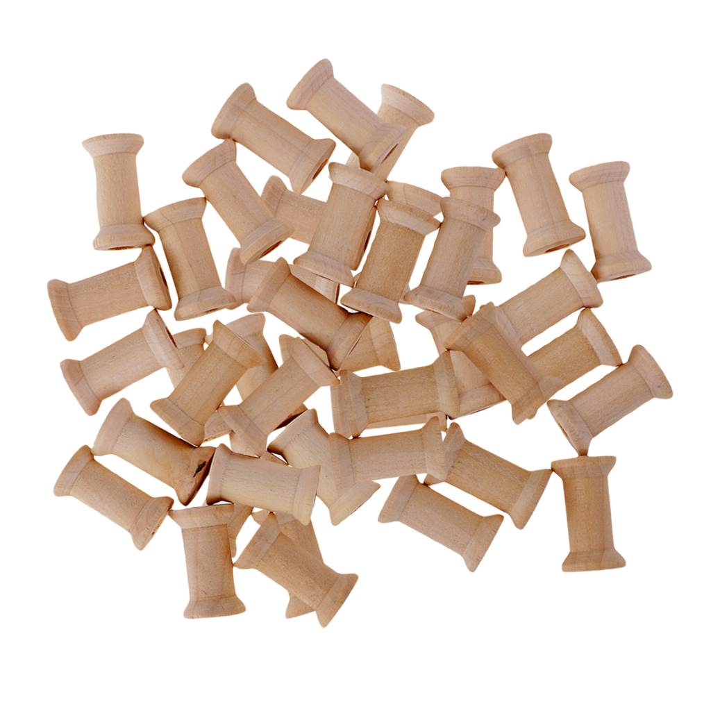Description Picture 5 of item50pcs Empty Thread Spools Vintage Natutral Wooden Bobbins For Twine Wire Ribbons Reel Spool Sewing Accessories Tools DIY Crafts