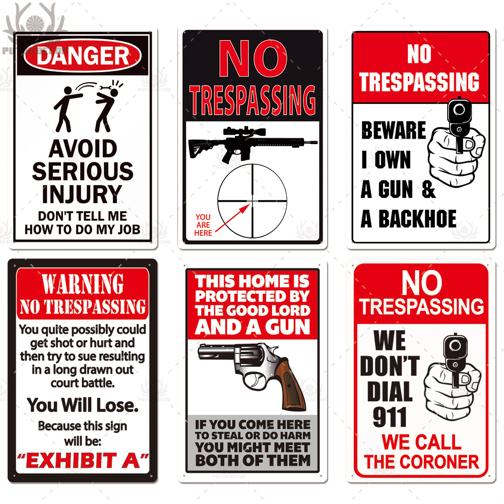 Metal Outdoors You Will LOSE Funny Sign No Trespassing Violators Shot