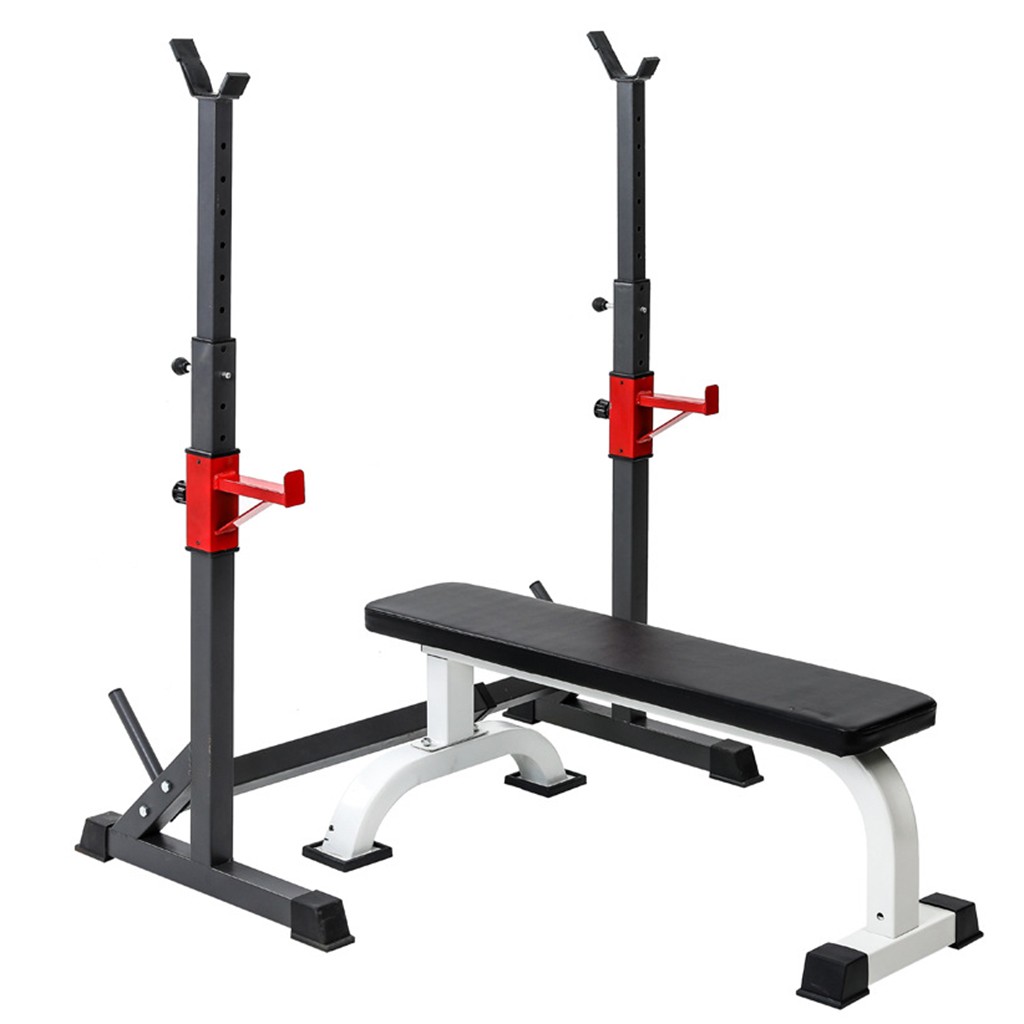 550LBS Max Load Adjustable Squat Stand Dipping Station Weight Bench Barbell Rack 