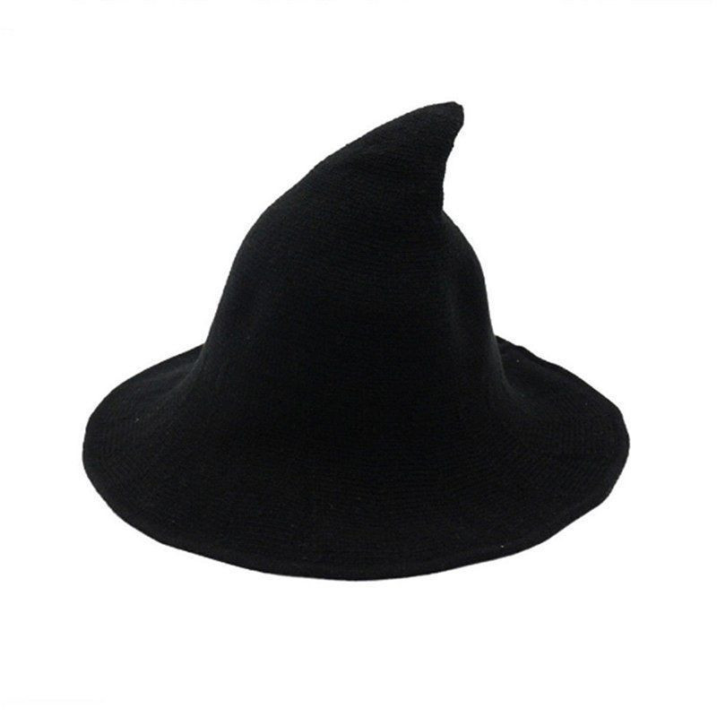 Description Picture 3 of itemWitch Design Halloween Party Hats Wool Solid Color Costume Party Witch Hats Black Dark Gray Wine red Ligh Grey Navy Blue