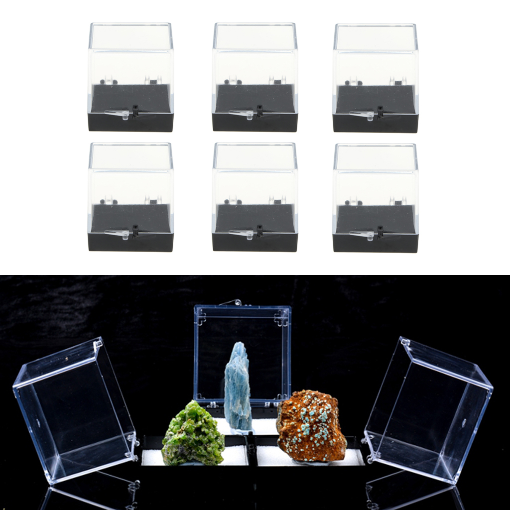 2pcs Acrylic Display Box Show Case Small Cube for Gem Rock & Mineral Display 