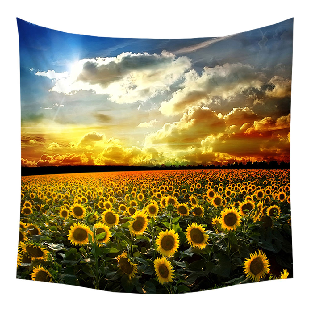 BE_ Wall Hanging Tapestry Blanket Mat Tree Forest Star Sky Sunflower Backdrop De 