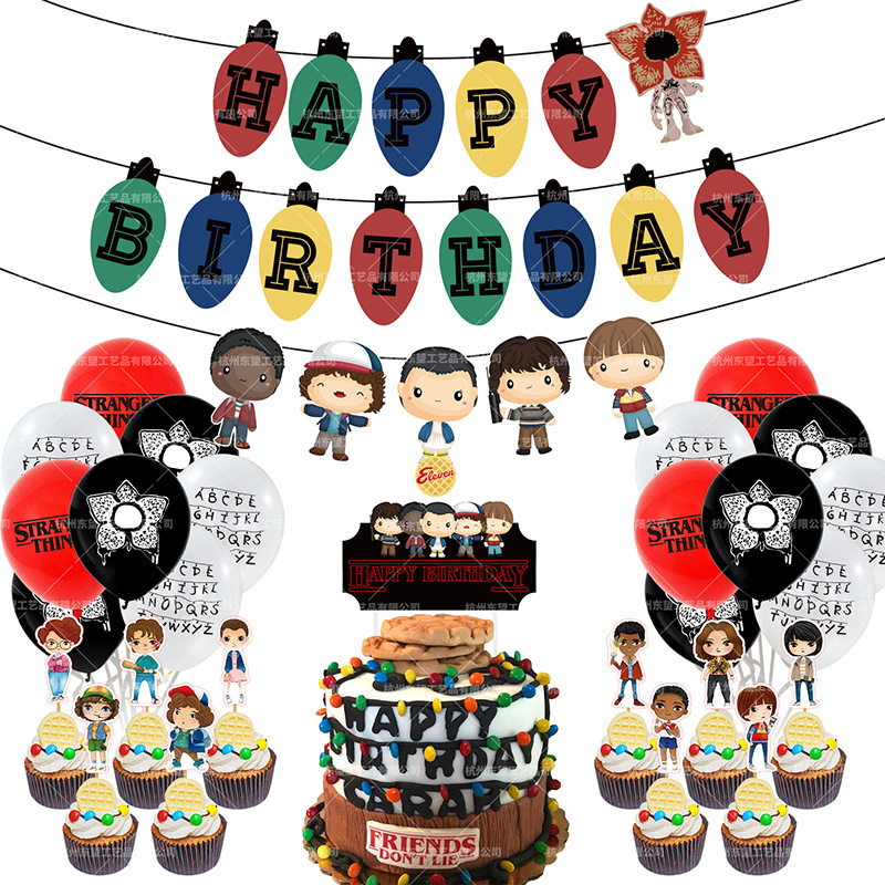 Stranger Things Inspired Happy Birthday cake Topper Choice of colours Mind Flaye