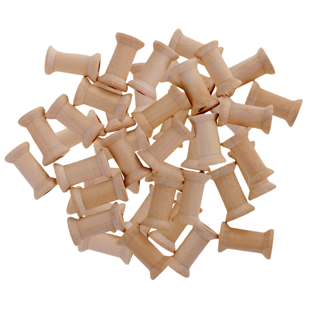 Description Picture 4 of item50pcs Empty Thread Spools Vintage Natutral Wooden Bobbins For Twine Wire Ribbons Reel Spool Sewing Accessories Tools DIY Crafts