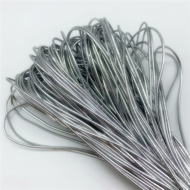 Description Picture 3 of item5yards/Lot 1mm 1.5mm Gold/Silver Round Elastic Ribbon Sewing Elastic Band Fiat Rubber Band Waist Band Stretch Elastic Rope