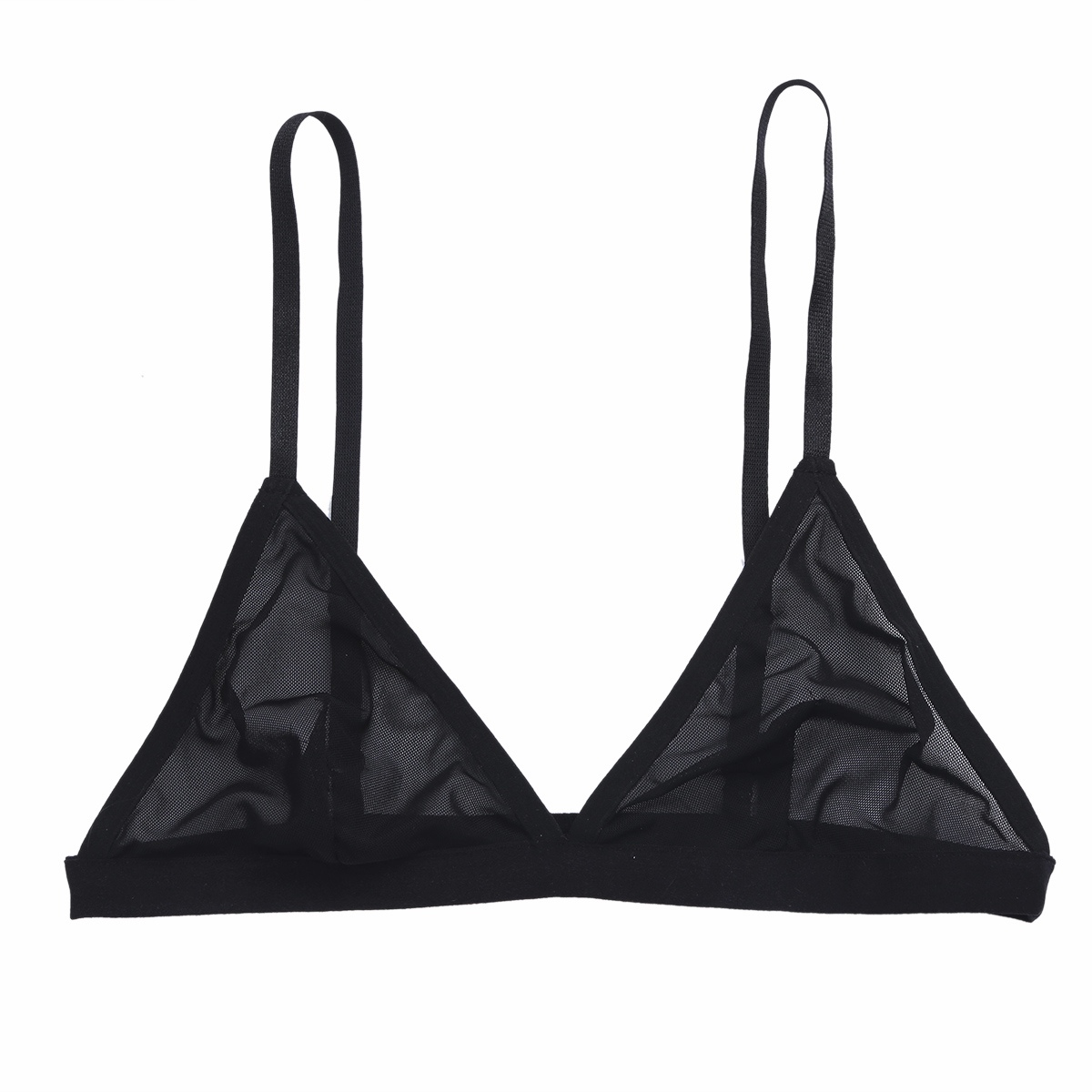 Description Picture 2 of itemWomens Sheer Mesh Transparent Wireless Unlined Bra Tops Sexy Triangle Bralette Balconette Comfortable Brassiere Underwear