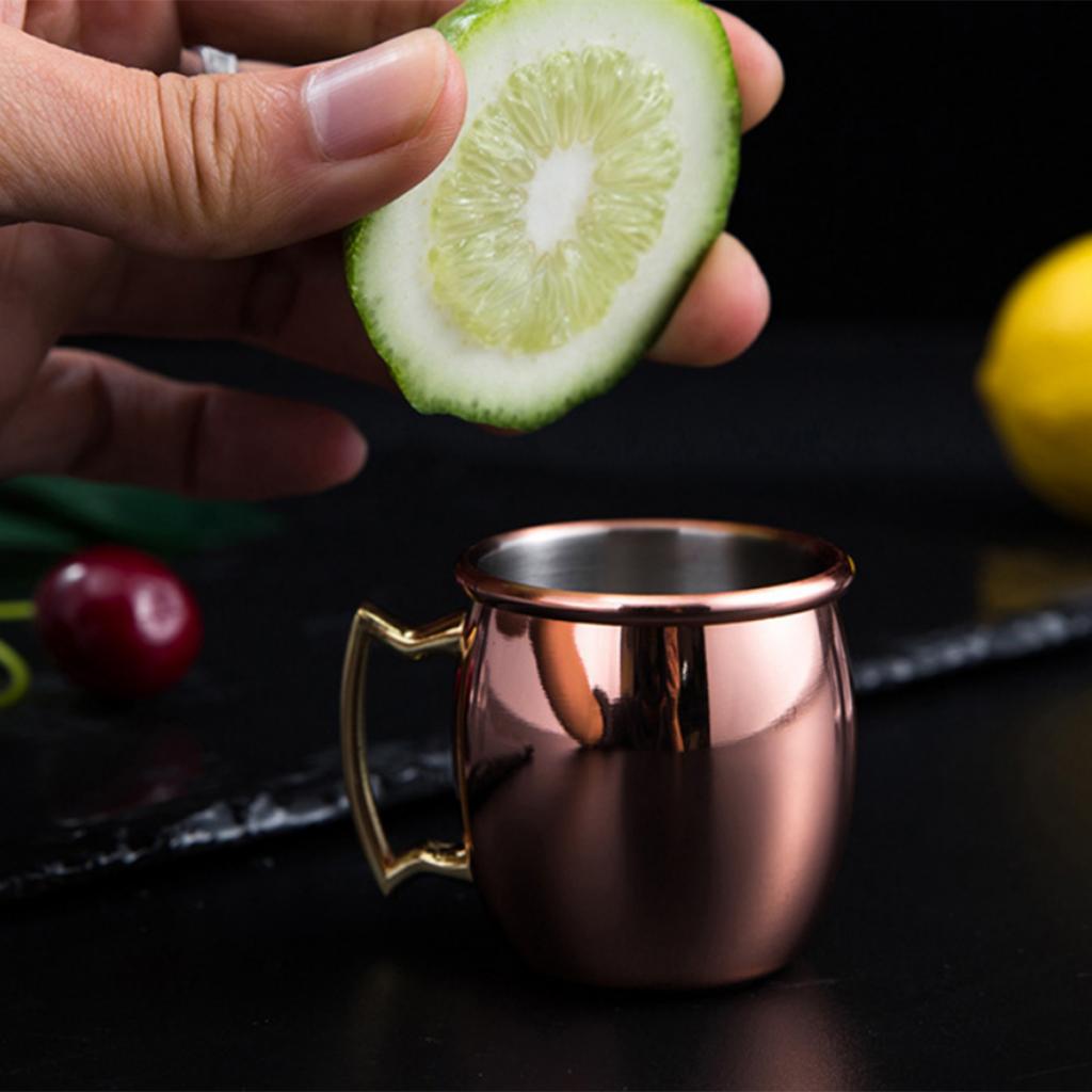 2oz 60ml Moscow Mule Mug Marble Moscow Mule Double Walled Copper Mugs Cup,  Pure Solid Copper Cups with Brass Handles Finish