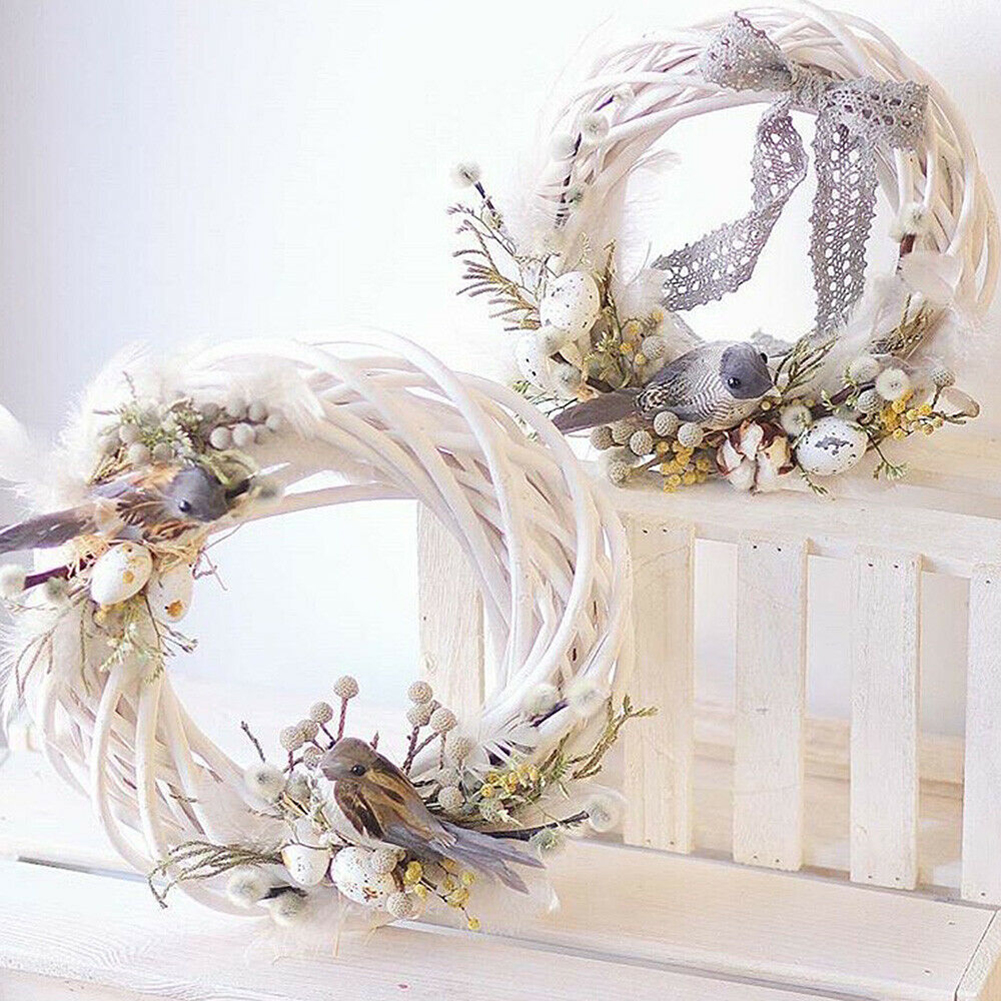 Dia 35/40CM Willow Wreath Christmas Natural Dried Rattan Wreath Garland Ring DIY Wall Decorations Door Hanging Ornament For Christmas Wedding Party Shop Window 