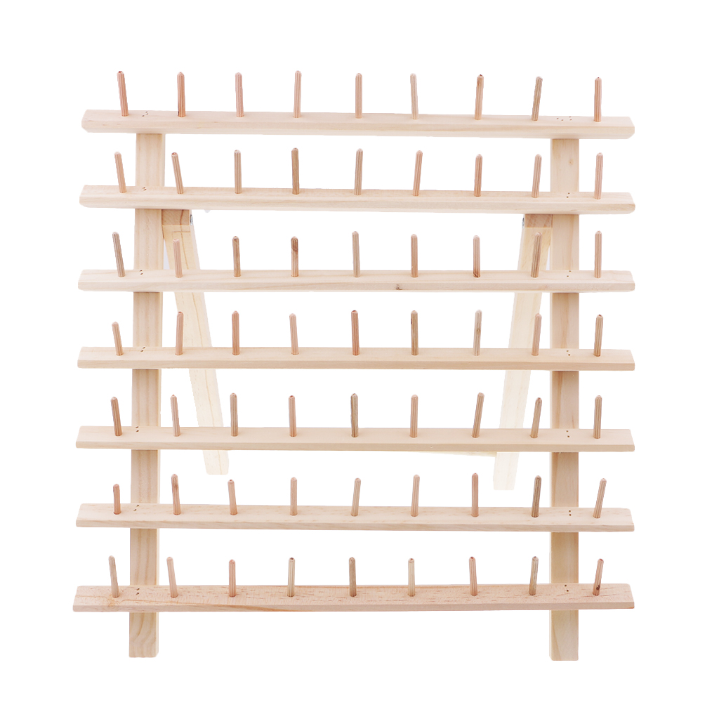 Wooden Sewing & Embroidery Thread Rack 63-Spools Storage Holders Foldable