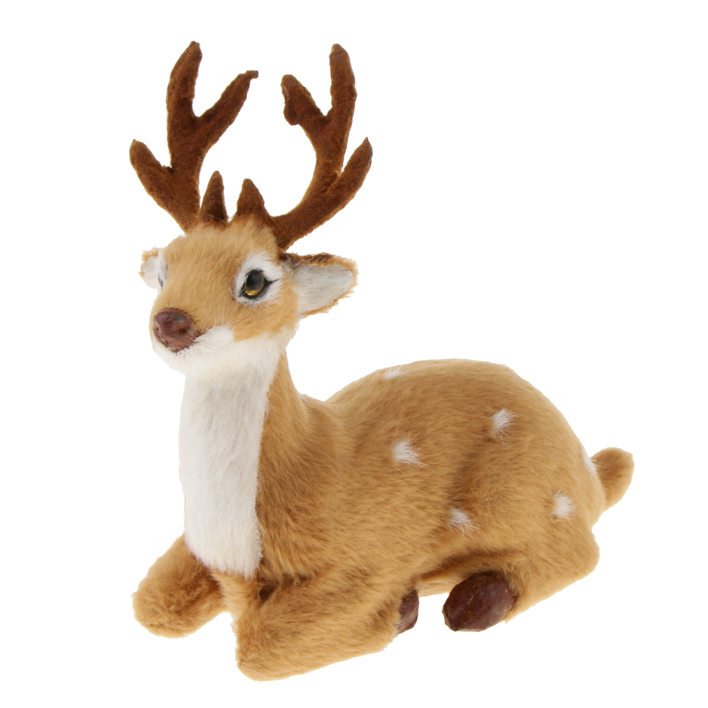 Simulation Lying Sika Deer Reindeer Elk Animal Model Figurine Home Decoration Arts and Crafts