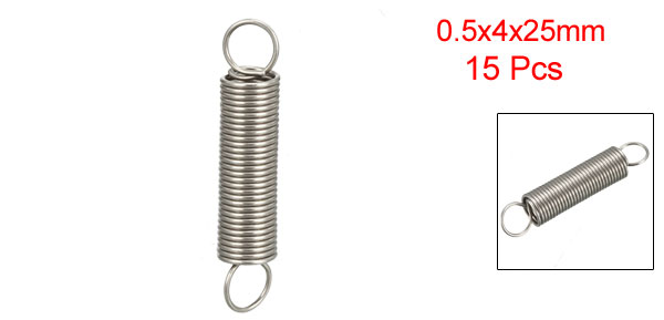Size Mechanical Parts Extension Compression Spring 10pcs-Multiple specifications 304 Stainless Steel Wire Dia 0.5mm Dual Hook Small Tension Spring Outer Dia 5mm Hardware Accessories Length 15-50mm 