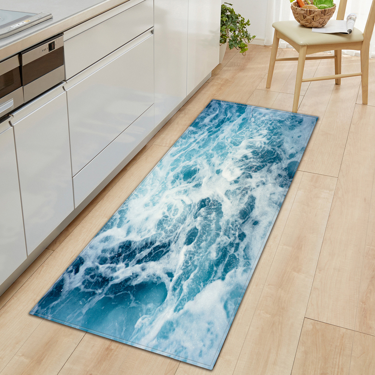 Surfboard Standing on Beach Ocean Non Slip Flannel Rug Carpet Bathroom Door Mat 