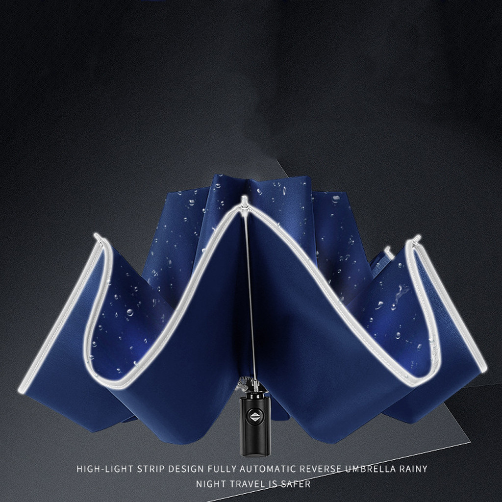 Double Layer Inverted Inverted Umbrella Is Light And Sturdy Paw Foot Reverse Umbrella And Windproof Umbrella Edge Night Reflection