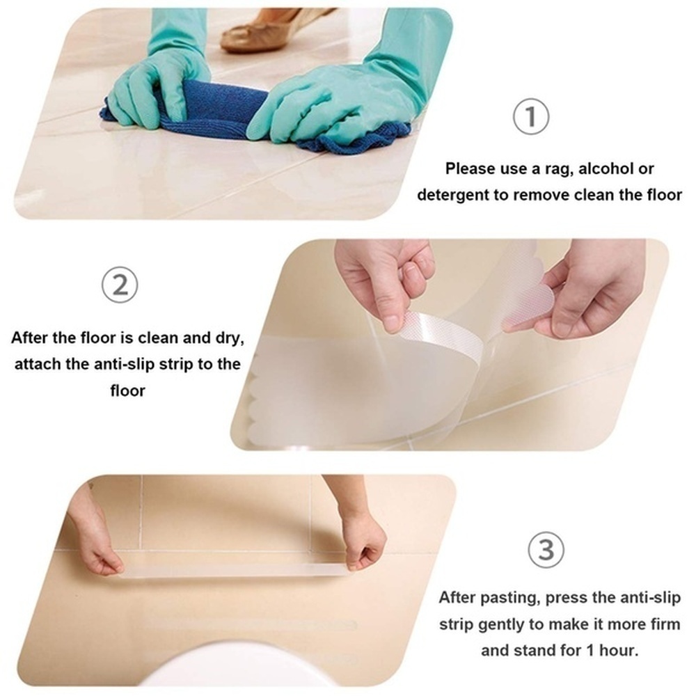Curved Strips 6Pcs Bath Tub Shower Self Adhesive Non Skid Anti Slip Stickers IG 