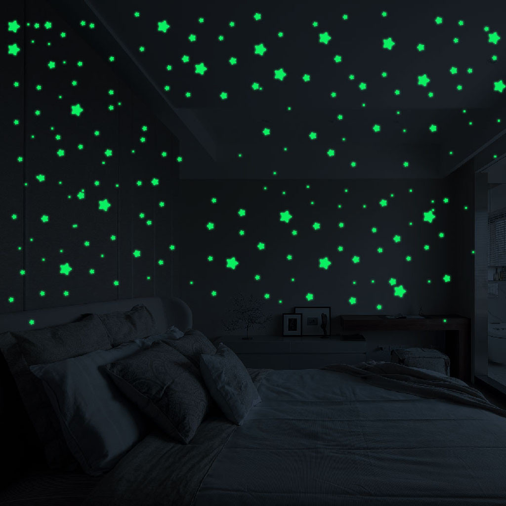 100~400X 3D Star Glow In The Dark Luminous Fluorescent Wall Sticker Kids Bedroom
