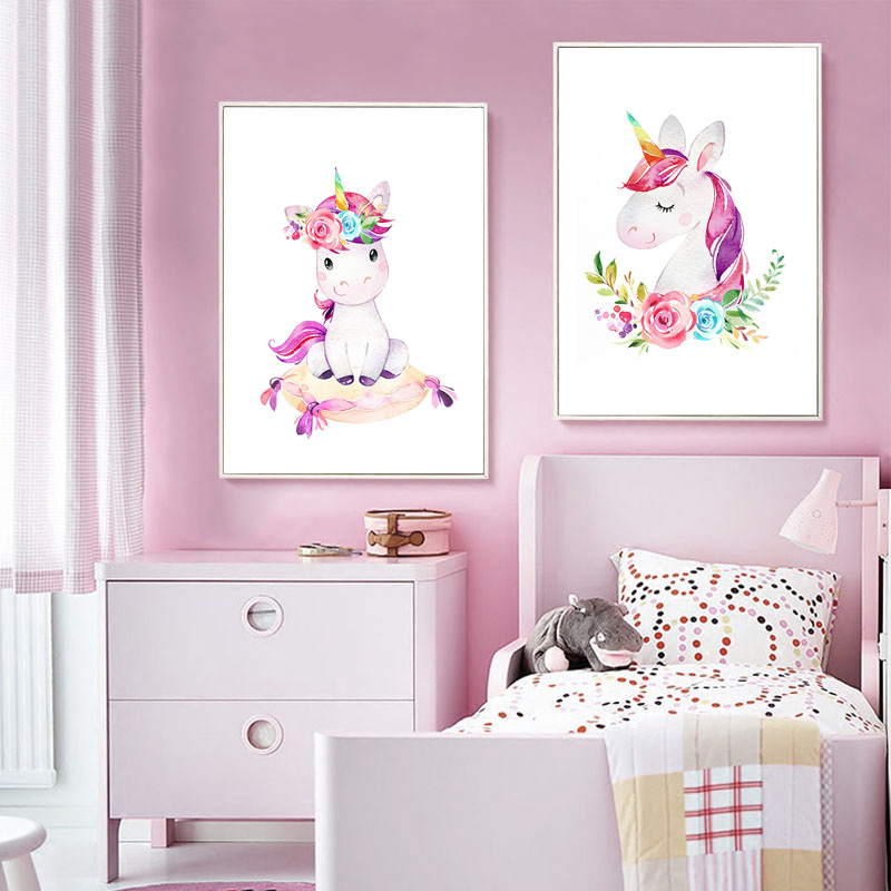 Initial Unicorn Print Nursey or Kids Room Print Unicorn Theme Nursey Sign Rainbow Unicorn Print for Nursey or Kids Room