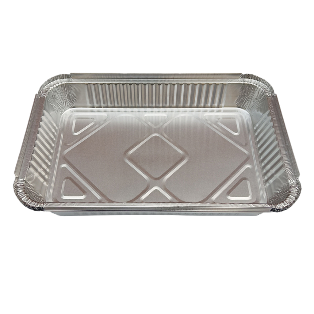 cocinar y almacenar alimentos y m/ás. Paquete de 5 sartenes desechables de aluminio con tapas de aluminio ~ 32 x 26 cm ~ Ideal para hornear asar