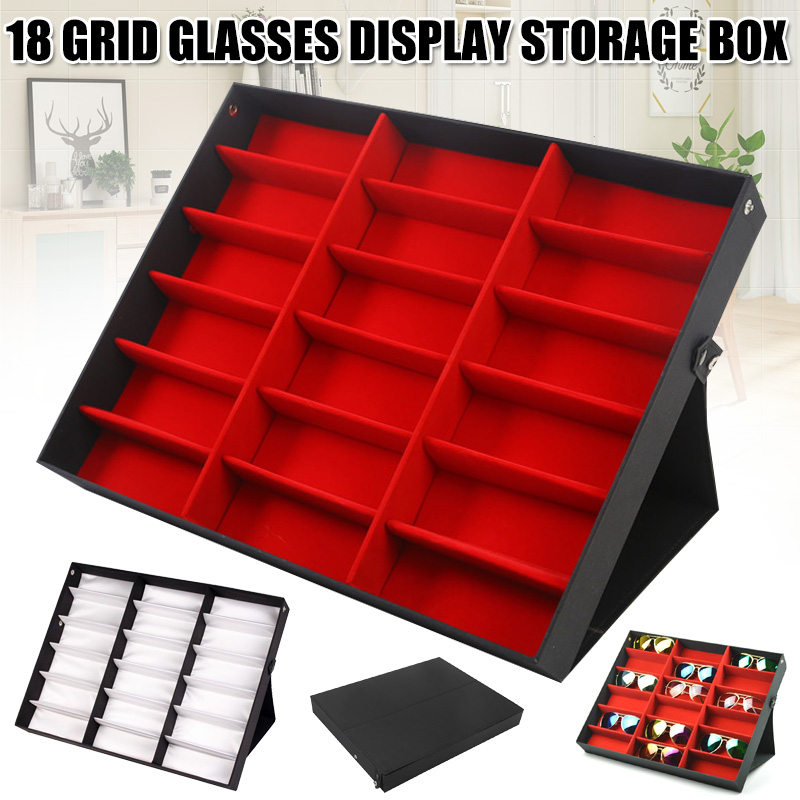 Description Picture 3 of item18 Grids Eyeglass Sunglasses Glasses Storage Display Box Holder Case Organizer FOU99