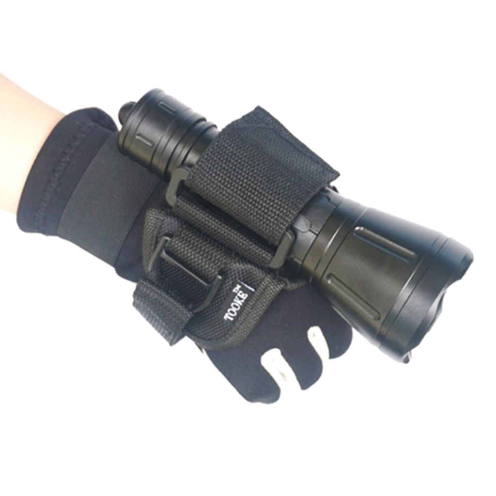 Adjustable Scuba Diving Underwater LED Torch Flashlight Light Carrying Glove 