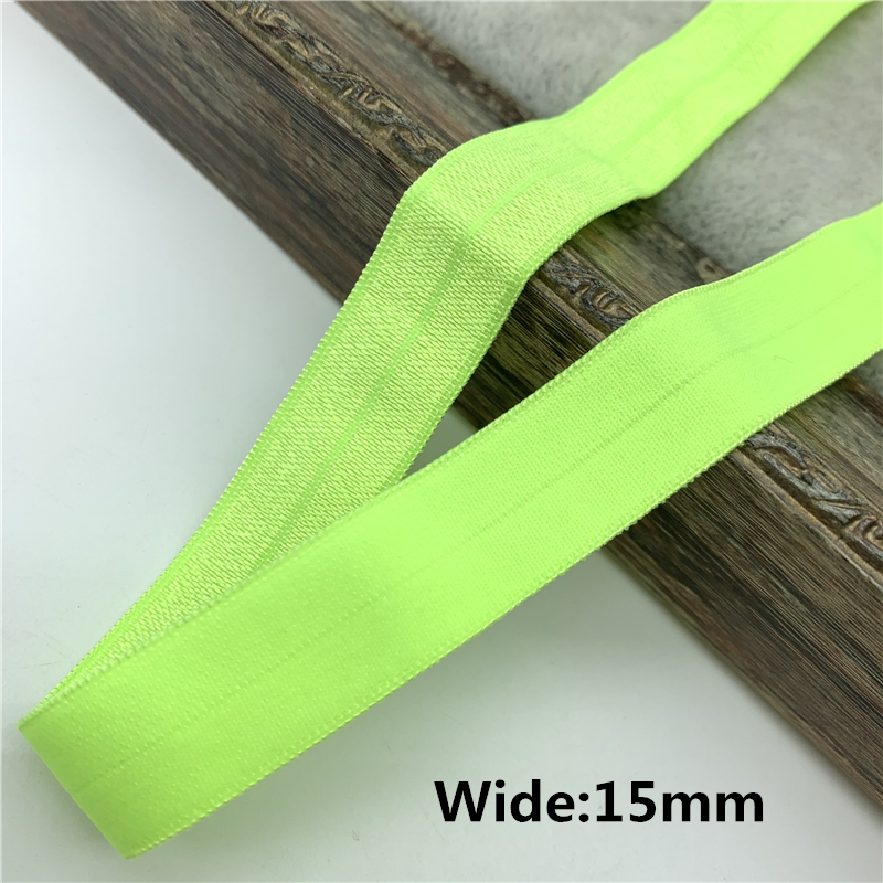 Description Picture 4 of item10/15/20/25mm 5yards Green Elastic Ribbon Fold Over Spandex Elastic Band For Sewing Lace Trim Waist Band Garment Accessory