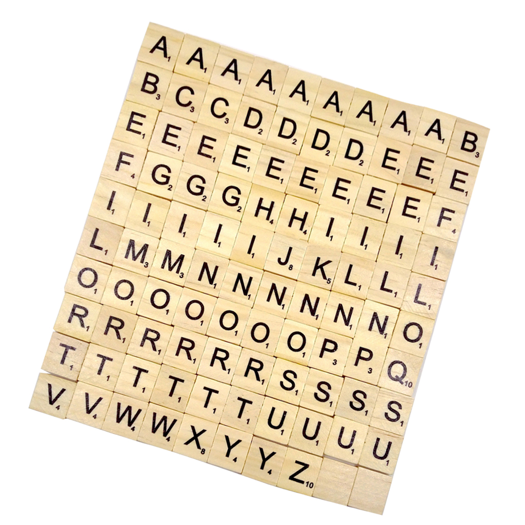 100Pcs MIX en bois SCRABBLE TILES lettres Craft Alphabet Jeu de société Jouet Fun Cadeau 