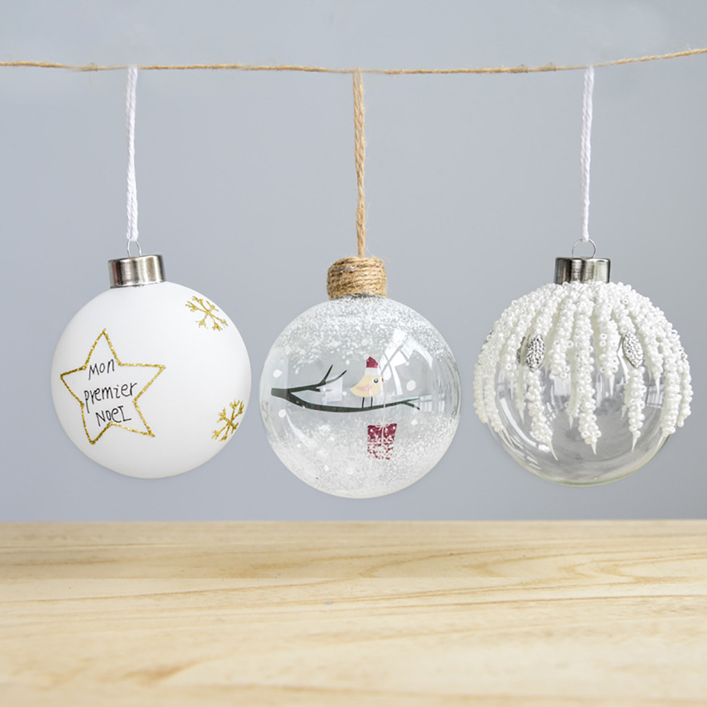 Evelyne Christmas Hanging Ornaments Assortment Silver Set of 48pcs Stars Ball 
