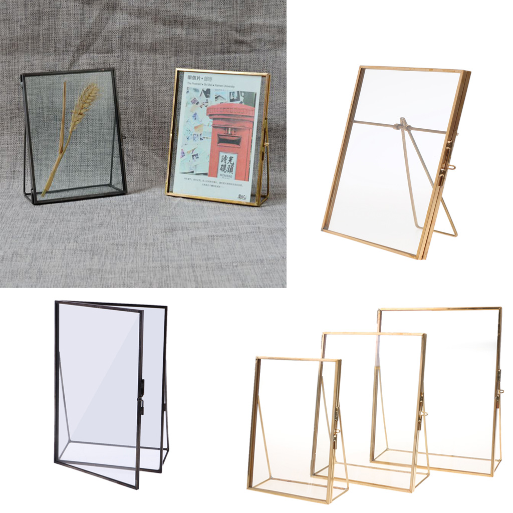 Vintage Style Glass Freestanding Picture Photo Frame Portrait Holder Table Decor 
