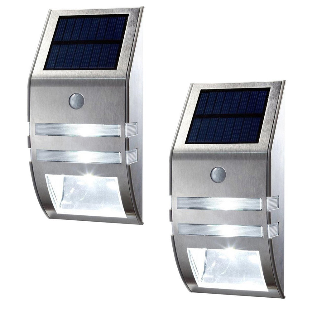 LED PIR Brushed Stainless Steel Solar Powered Entrance Door Wall 