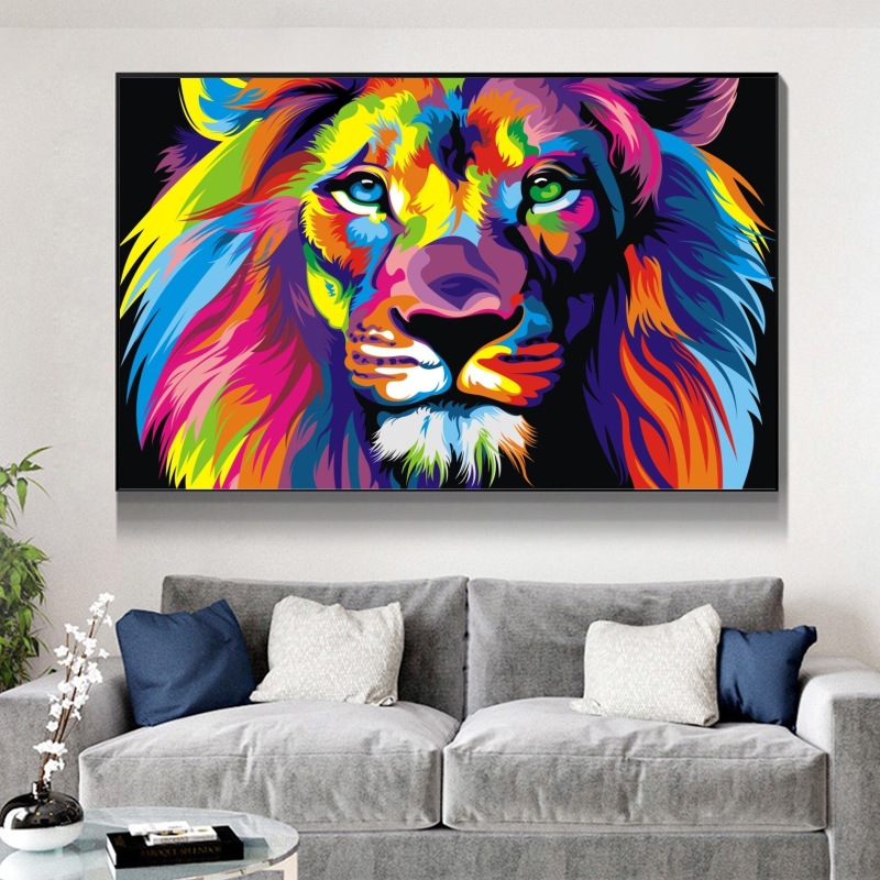 Watercolor Lion Pop Art Posters And Prints Abstract Animals Canvas Art Wall Room 