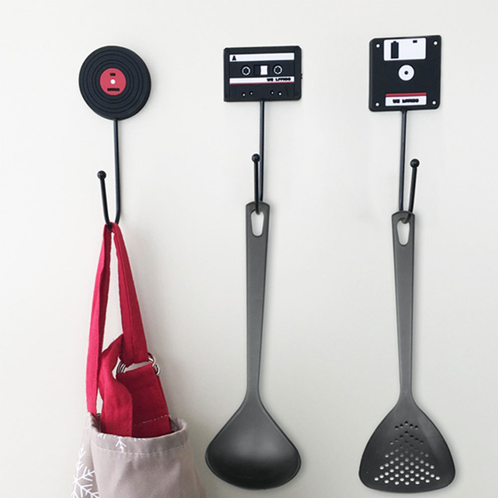 Description Picture 6 of item1PC Clothes coat hanger organizer Retro Tape Vinyl Record Hard Disk Wall Hook Clothes Hat Bags Home Door Cabide Storage Hangers