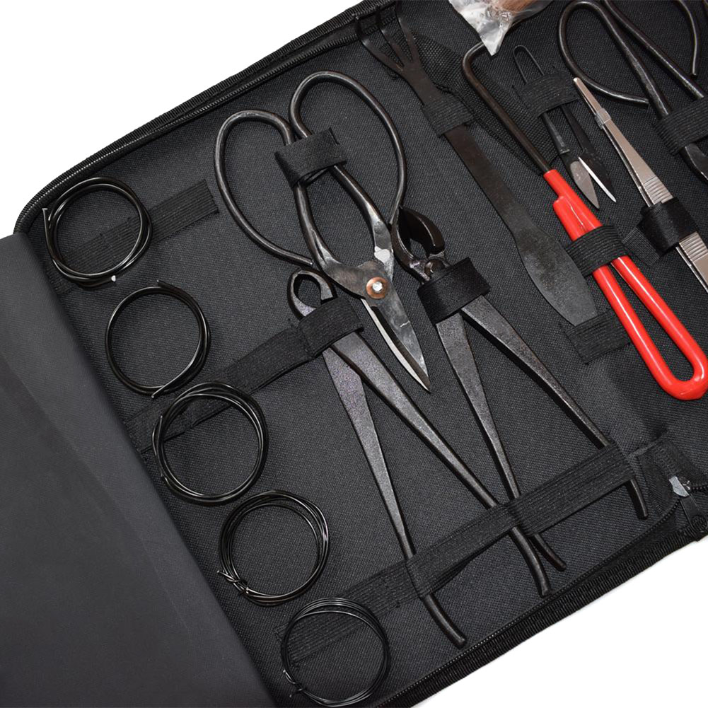 Bonsai Tool Set Carbon Steel 10 Pcs Kit Cutter Scissors Shears Tree Nylon Case 