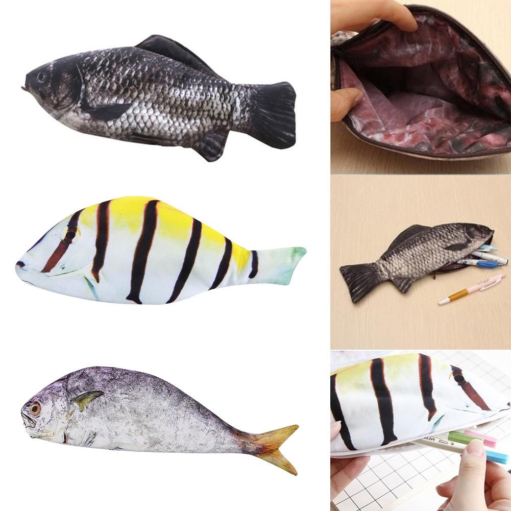 simulation crucian carp fish shape pencil bag purse case storage
