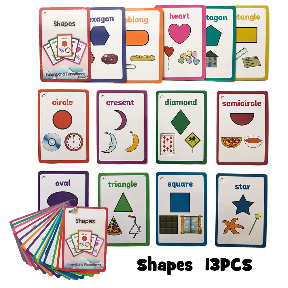 105PCS Montessori Geometric Figures Cards for Kids Early Learning Xmas Gift 