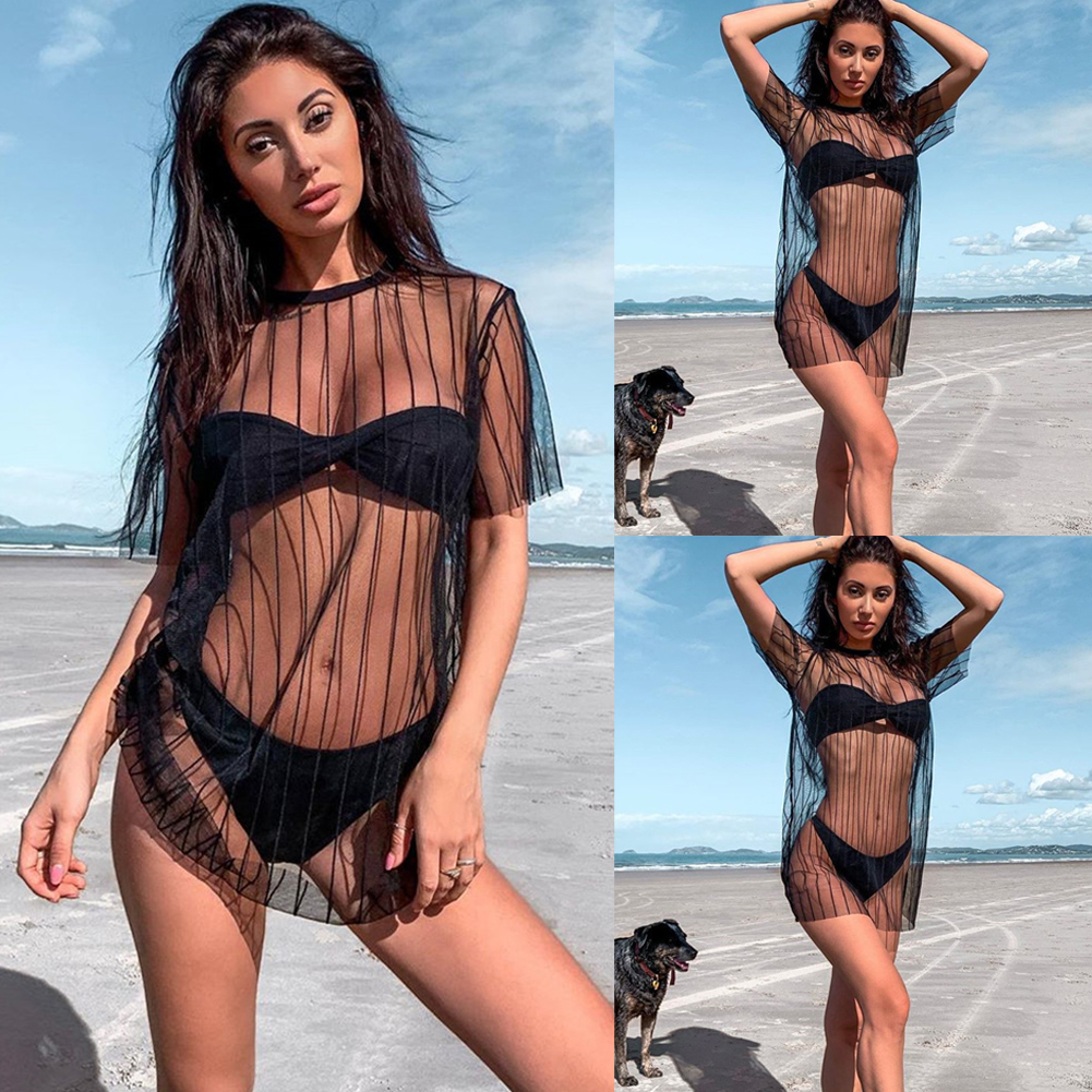 black sheer swim cover up