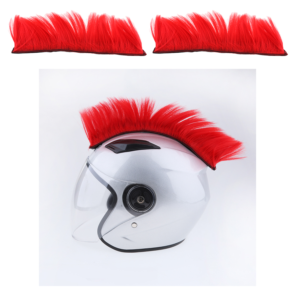 Motorcross Skinhead Wig Punk Helmet Mohawk Wig Costumes Hairpiece Red+Black 