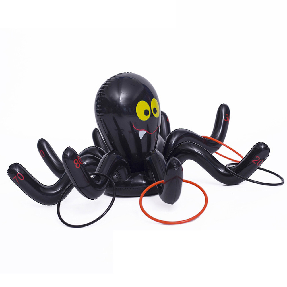 Spider Ring Christmas Inflatable Spider Ring Toss Game Set with 4 Rings-Halloween Party Decoration Supplies for Kids