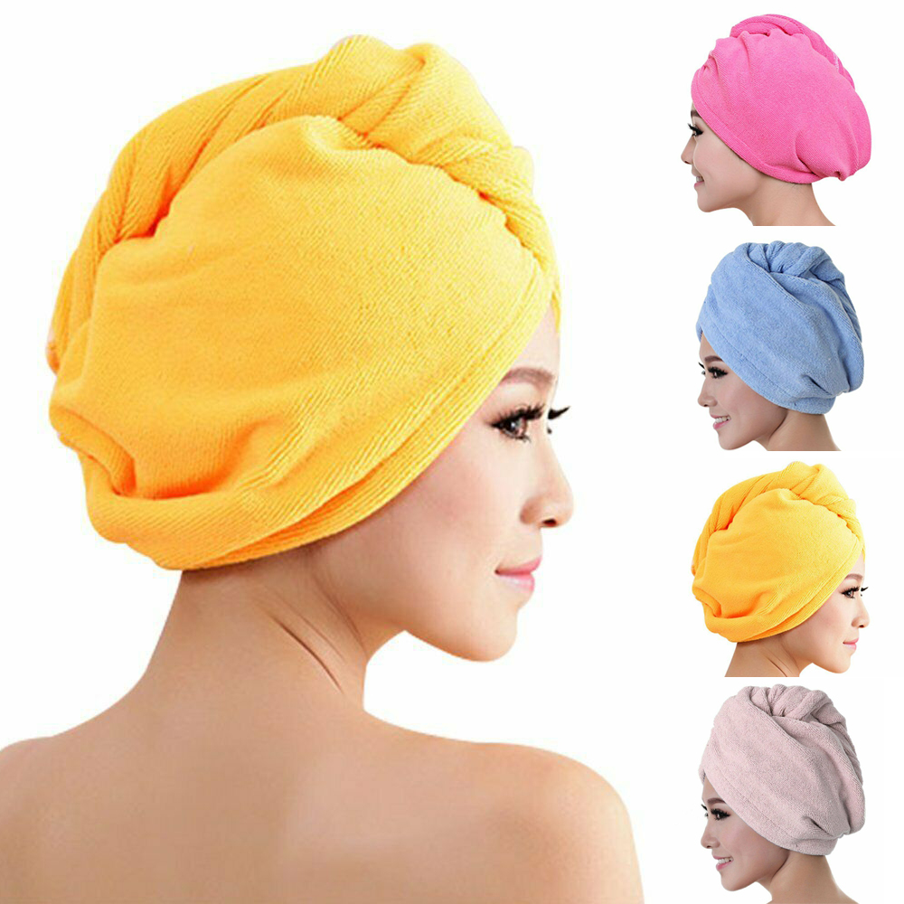 Microfibra Toalla para Secar con Bot/ón Suave Absorbentes de Agua Pelo Seco Sombreros para Ducha Magicfun Cabello Turbante Marr/ón Morado