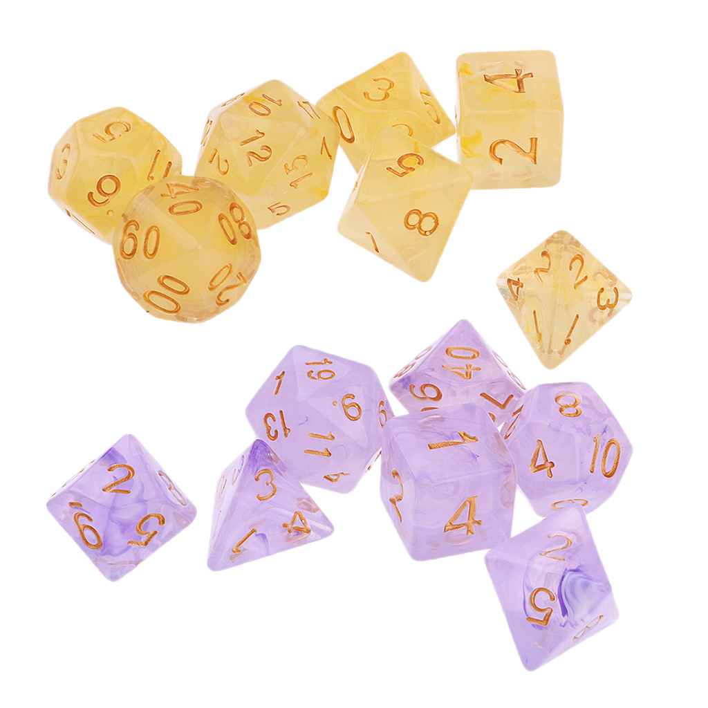 14PCS Set Polyhedral Sided Acrylic Dice Gioco Multi-Color per D & D TRPG 