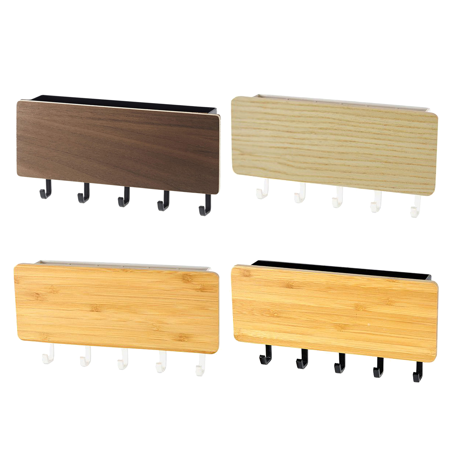 kesoto Creative Wall Mounted Adhesive Shelf Hooks Storage Rack Key Holder Beige
