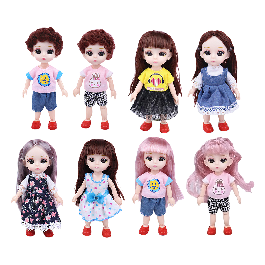 Moveable 14 Joints 1/12 Baby Doll 3D Eyes Fashion Toy Girls Gift DIY Accs C 