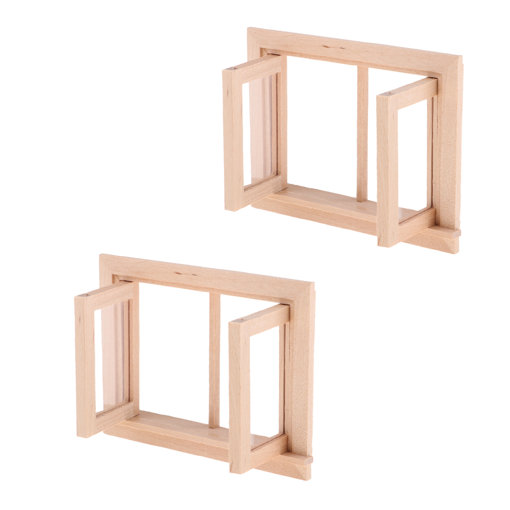 2x 1//12 Scale Dollhouse Miniature Unpainted Window Frame for Bedroom Living Room