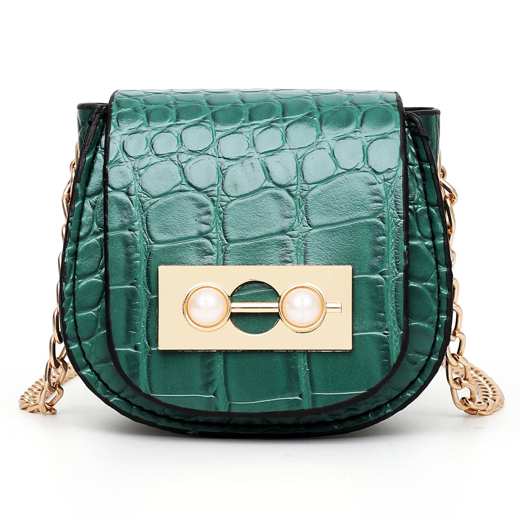 women solid color small handbags crocodile grain