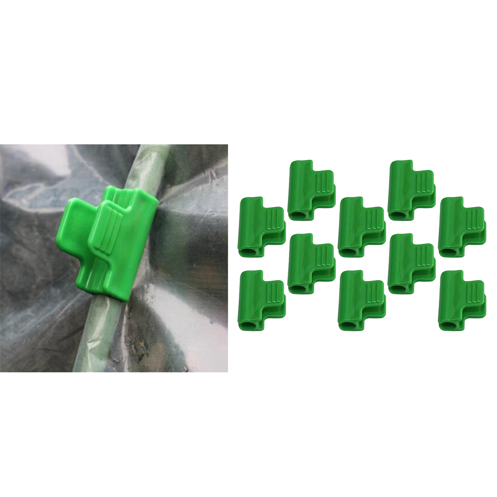 10x Green Pipe Clamps for 11mm/0.43inch Stakes Greenhouse Film Garden Hoop Clip 