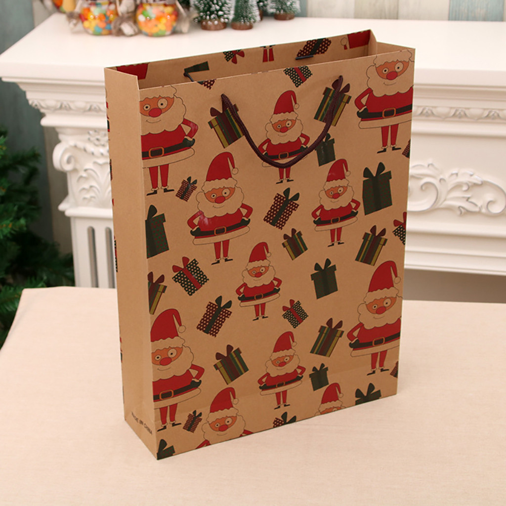 christmas gift bag paper bag packaging kraft paper bottom tote