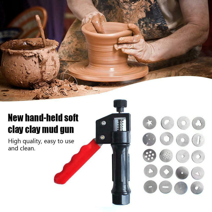 Description Picture 2 of itemClay Extruder Hand-held Soft Clay Mud Squeezer with 20 Different Nozzles Biscuit Cake Decorating Clay Tools PI669