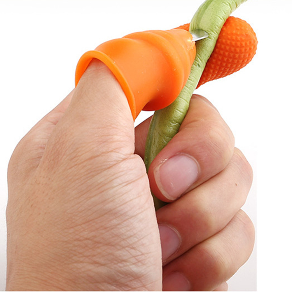 2in1 Gemüsepflanzen Picker Finger Metallschutz Silikon Daumenhülse Q4T9 