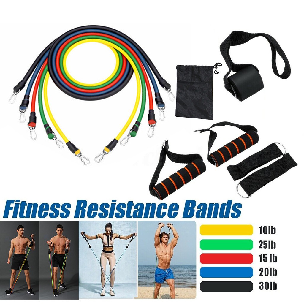 Details about   11pcs Fitness Resistance Bands Set Workout Exercise Tube Bands with Door U3U1 