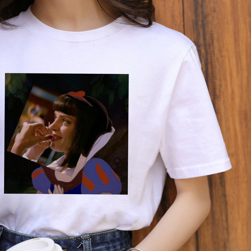 Pulp Fiction Aesthetic Harajuku Funny T Shirt Women Mia Wallace Ullzang  Grunge T-shirt 90s Vintage Tshirt Graphic Top Tee Female - Super Deal  #082DE | Cicig